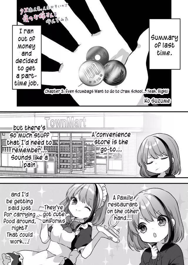 Kuzu Rouninsei, Jinsei ga Tsurai no de Yoru no Onee-san wo Yondemita - Chapter 3 - Page 1